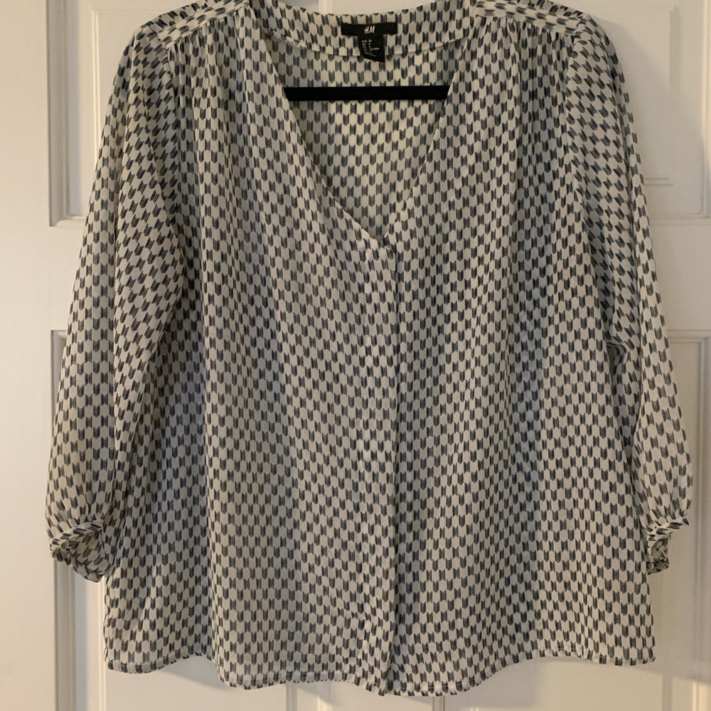 H&M Navy & White Blouse